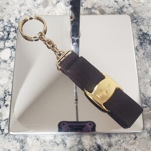 Salvatore Ferragamo Brown Vara Ribbon Keychain 